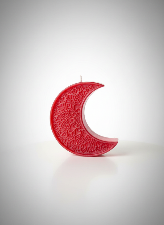 Mandala Moon candle with gradient background